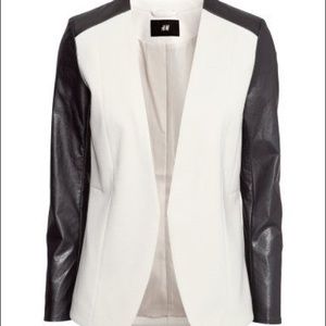 Leather sleeve blazer H&M XS